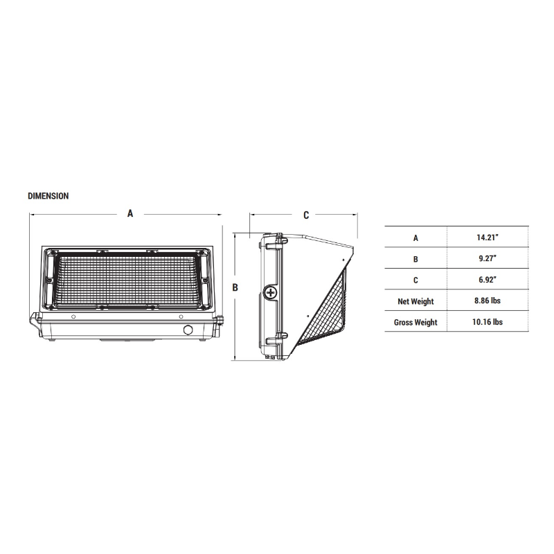 PT-WPH 80W/100W/120W Half Cut-Off LED Wall Pack with 3CCT & Wattage Selector, Up to 17,495 Lumens, 100-277V, Integrated Photocell