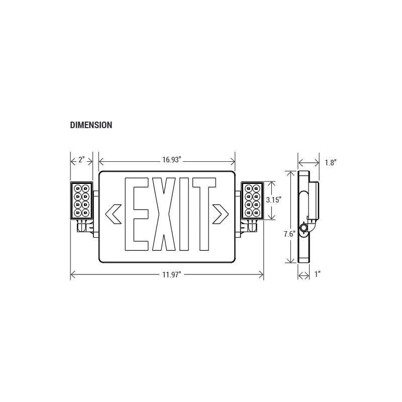 PT-EXL-C-SLM Series Ultra-Slim LED Exit Sign & Emergency Light Combo