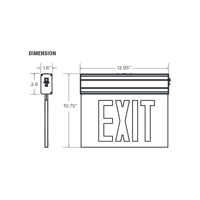 PT-EXL-EDL Series Edge-Lit LED Exit Sign with Emergency Battery Back-Up, 2 Faces