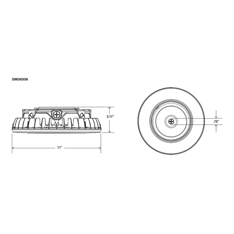 PT-CAS1 20W/30W/40W LED Round Canopy Luminaire with Wattage and 3CCT Selector, 120-277V