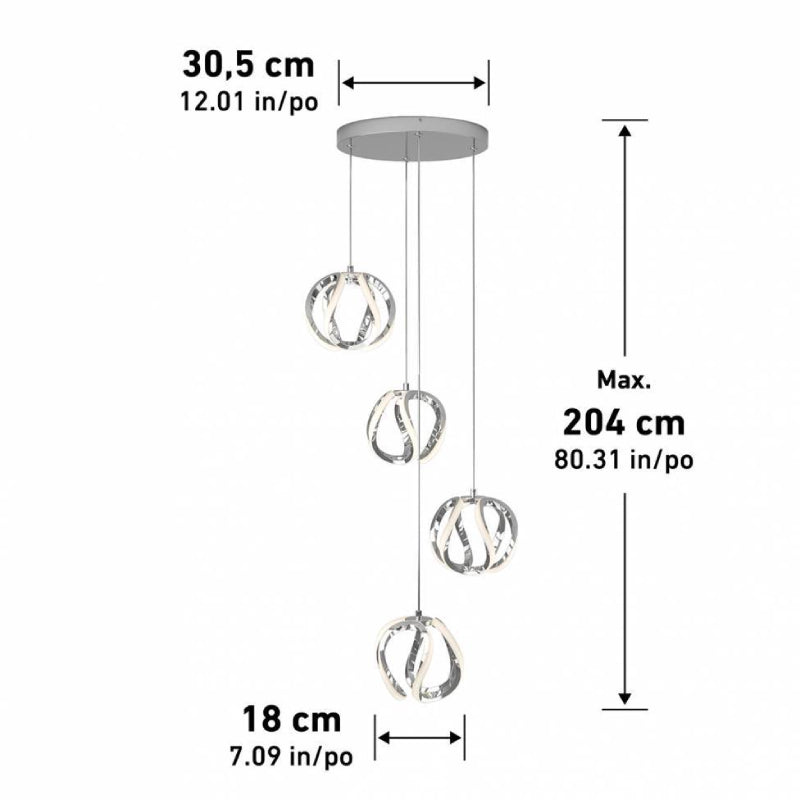 PDT4-VIC-CR Vivaldi 4-lt 12" LED Pendant