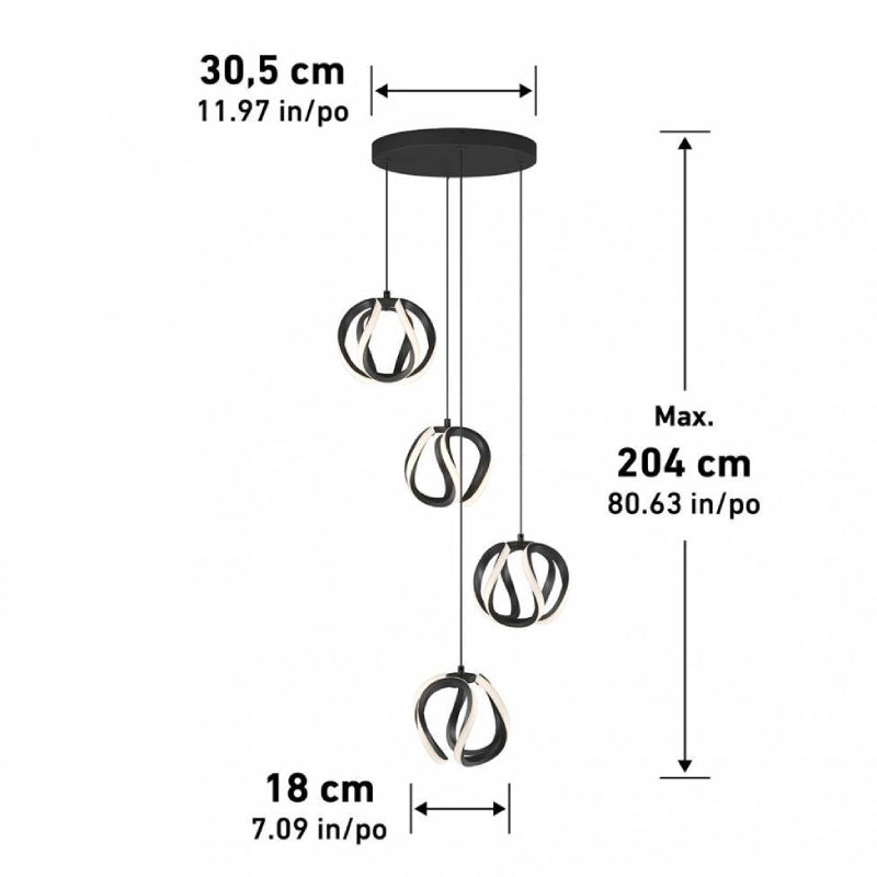 PDT4-VIC-HD2BL Vivaldi 4-lt 12" LED Pendant