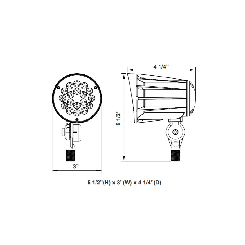 FLD2 15W LED Garden Bullet Light, 3000K