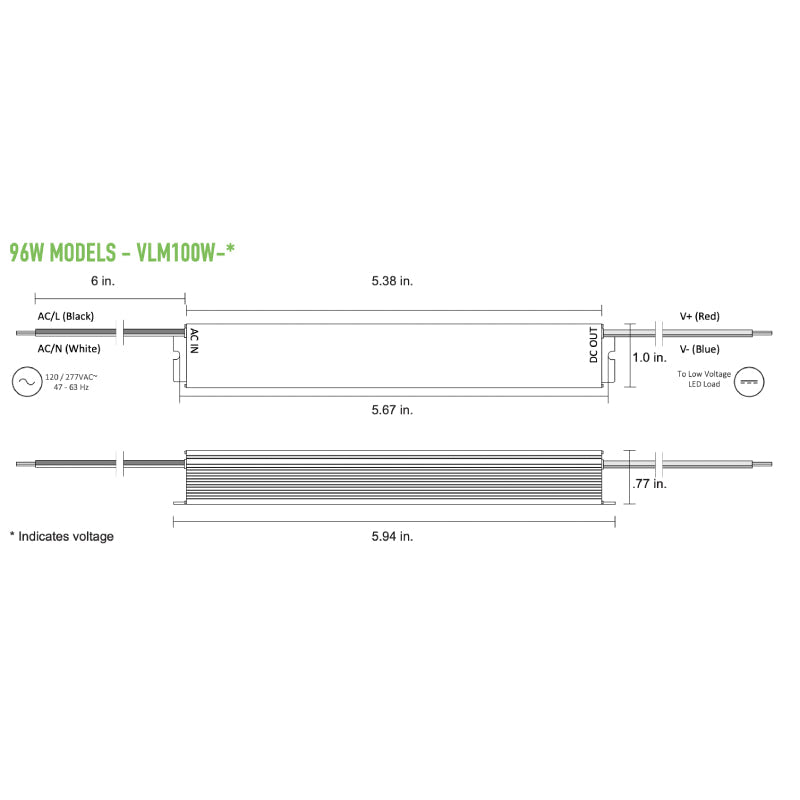 VLM Series 24V 100W Constant Voltage LED Drivers