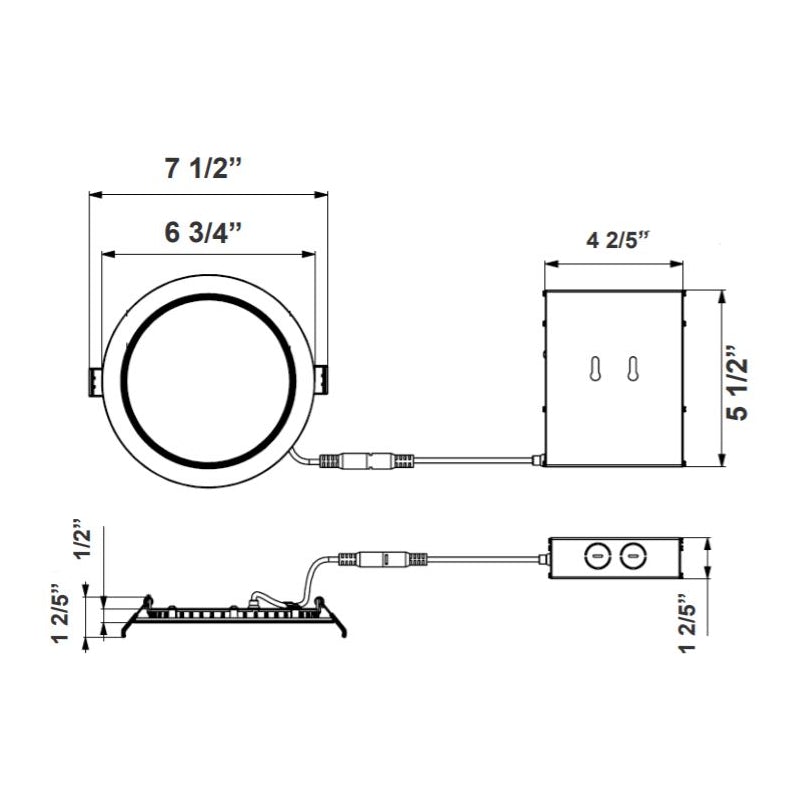 RSLC6 6" LED Commercial Slim Recessed Regressed Baffle Light, 4000K
