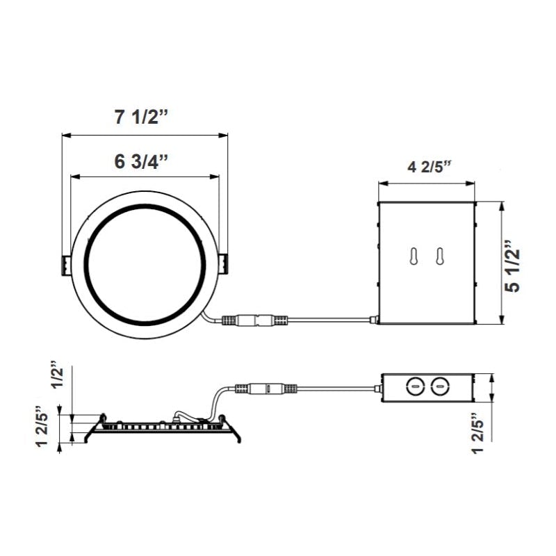 RSLC6 6" LED Commercial Slim Recessed Regressed Baffle Light, 5000K