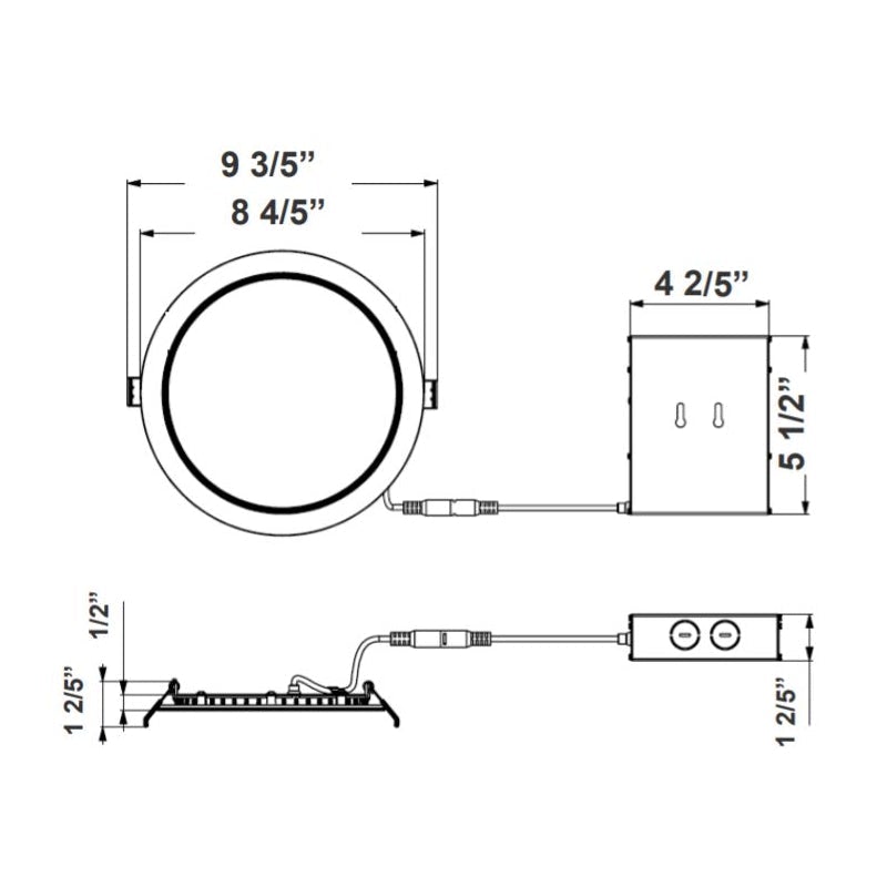RSLC8 8" LED Commercial Slim Recessed Regressed Baffle Light, 5000K