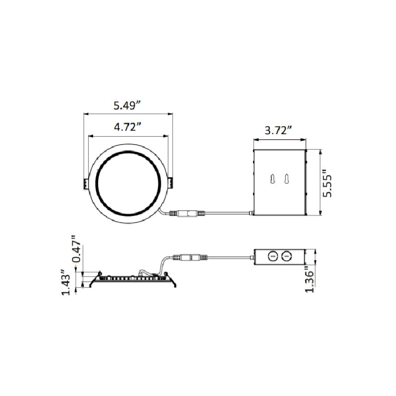 RSL4 4" 9W LED Slim Regressed Baffle Light, CCT