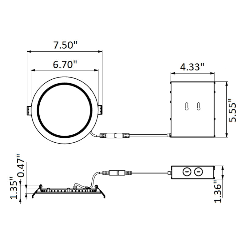 RSL6 6" 12W LED Slim Regressed Baffle Light, CCT