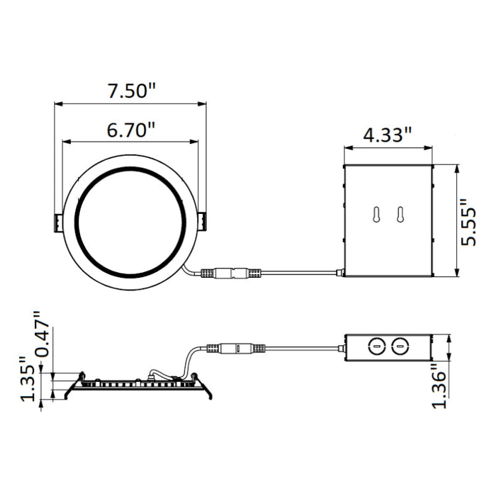 RSL6 6" 12W LED Slim Regressed Baffle Light, CCT