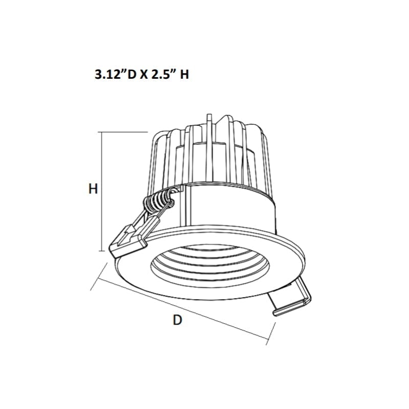 RDL2S-BF 2" 8W LED Baffle Recessed Light, CCT