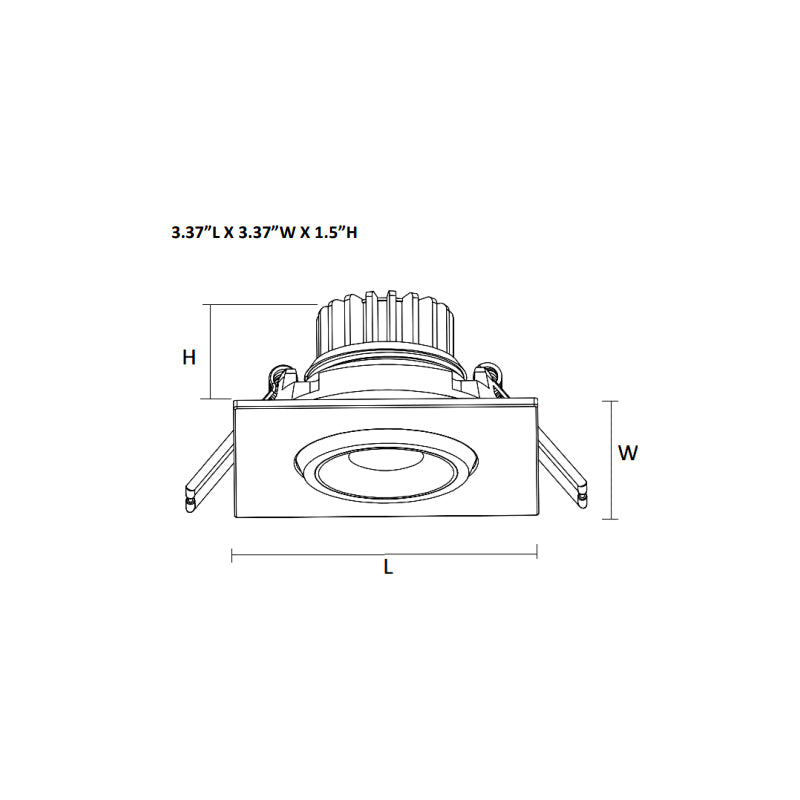 SDL3S-ADJ 3" 8W LED Square Eyeball Recessed Light, 2700K