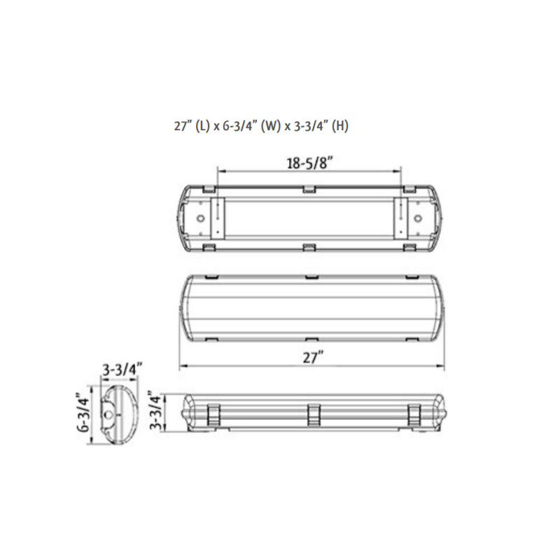 LLVT 2FT 25W LED Linear Vapor Light