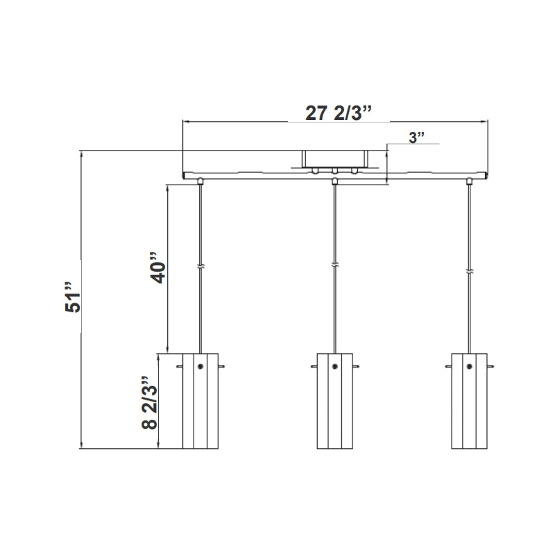 LCFH 3-lt LED Pendant with Straight Bar, CCT