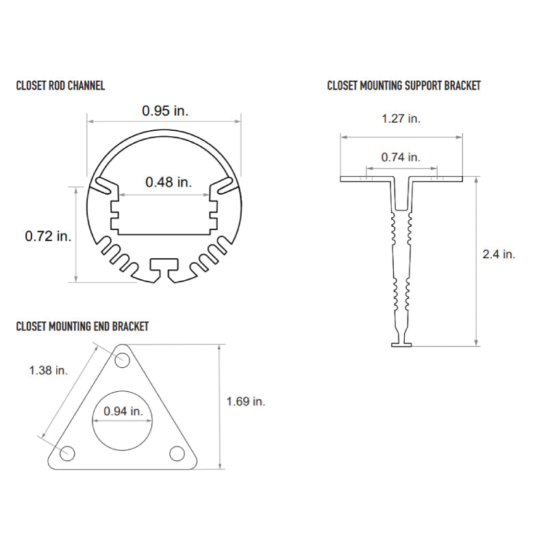 CHROMAPATH 79" Closet Rod Channel Bundle