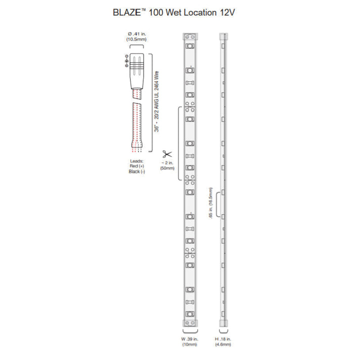 BLAZE Wet Location 200 2.93W/ft LED Strip Light, 12V, 16ft, 5000K