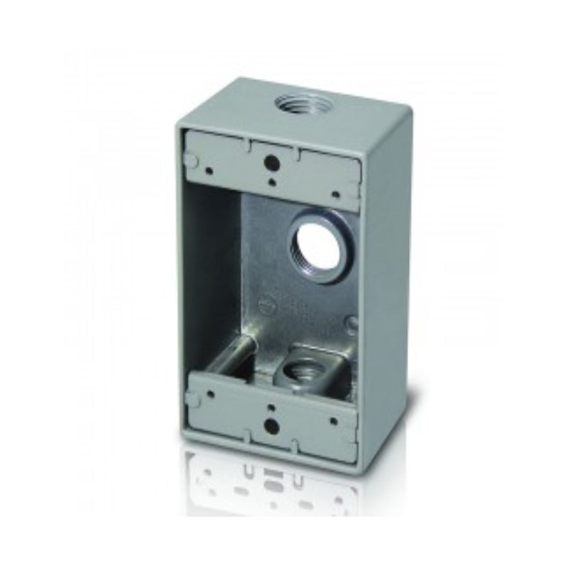 W1B75-3 One-Gang Weatherproof Box, 3/4" Trade, 3 Outlet Holes