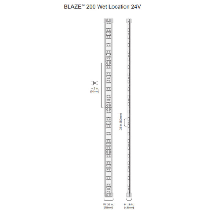 BLAZE Wet Location 200 2.93W/ft LED Strip Light, 24V, 16ft, 3000K