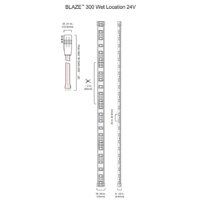 BLAZE Wet Location 300 4.5W/ft LED Strip Light, 24V, 100ft, 2700K