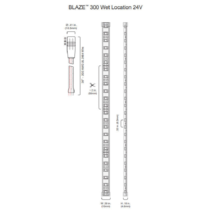BLAZE Wet Location 300 4.5W/ft LED Strip Light, 24V, 16ft, 5000K