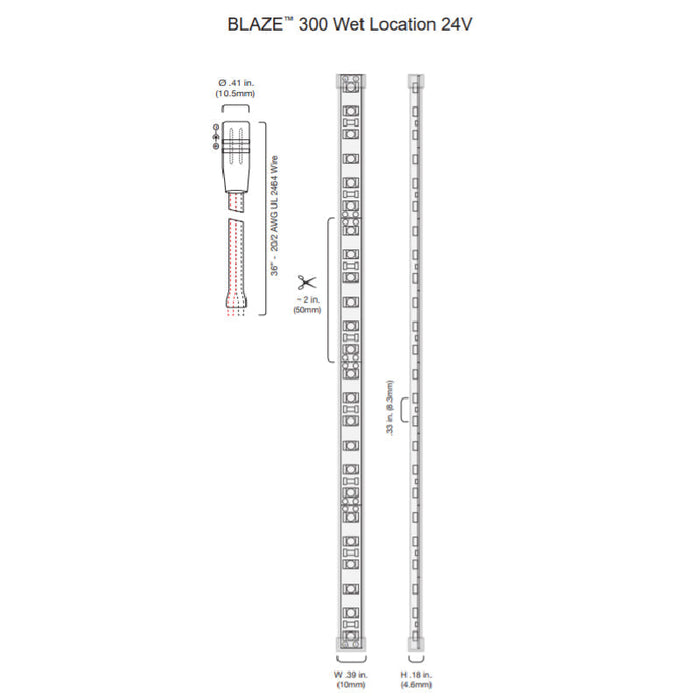 BLAZE Wet Location 300 4.5W/ft LED Strip Light, 24V, 16ft, 2700K