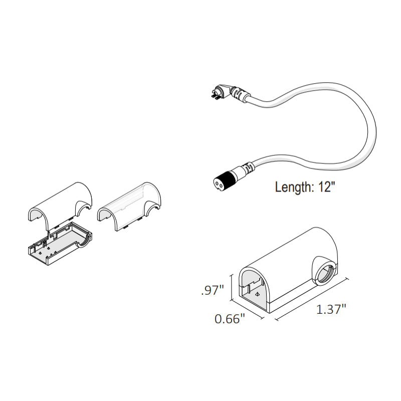 NEON BLAZE Side Bending, Side Wire Entry Connector/End Cap