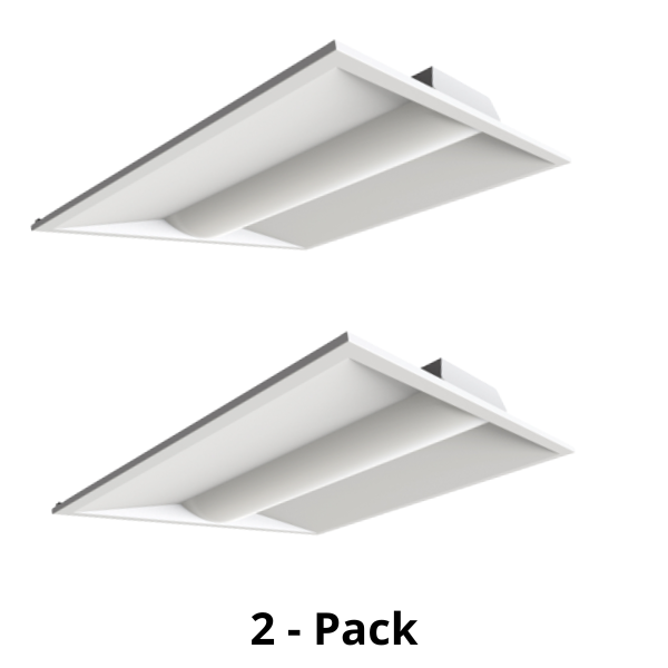 LTRE 2x2 26W/32W/40W LED Troffer, CCT Selectable, Up to 5000 Lumens, Dimmable, 120-277V, - Pack of 2