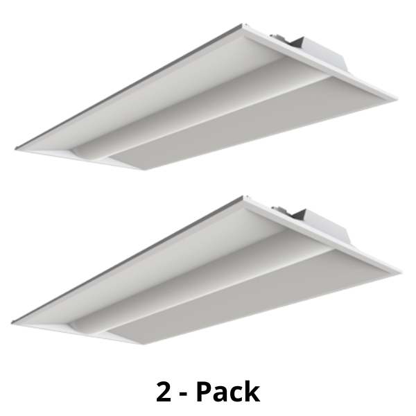 LTRE 2x4 32W/40W/50W LED Troffer, CCT Selectable, Up to 6250 Lumens, Dimmable, 120-277V, 2-Pack