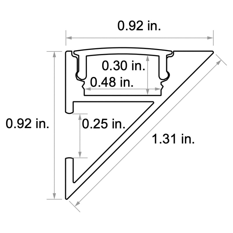CHROMAPATH 96" Bundle Channel, 90º SideView