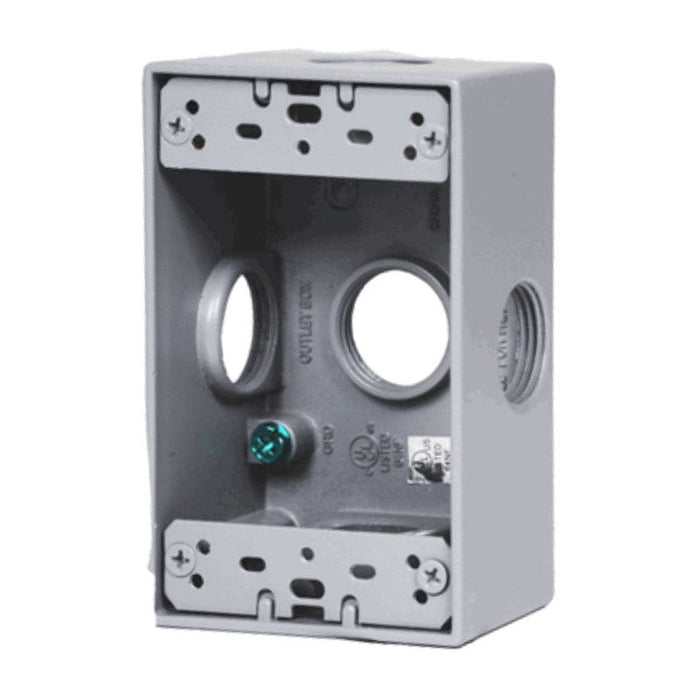 W1DB100-5X One-Gang Weatherproof Box, 1" Trade, 5 Outlet Holes