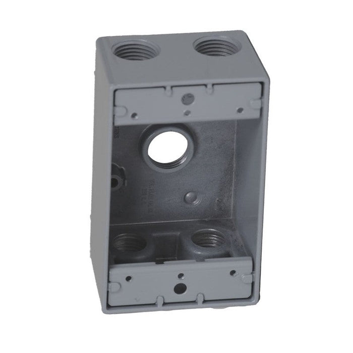 W1DB75-4 One-Gang Weatherproof Box, 3/4" Trade, 4 Outlet Holes