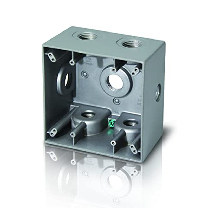 W2B100-4 Two-Gang Weatherproof Box, 1" Trade, 4 Outlet Holes