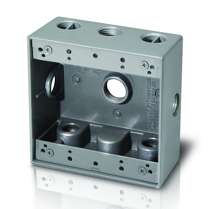 W2B50-6X Two-Gang Weatherproof Box, 1/2" Trade, 6 Outlet Holes