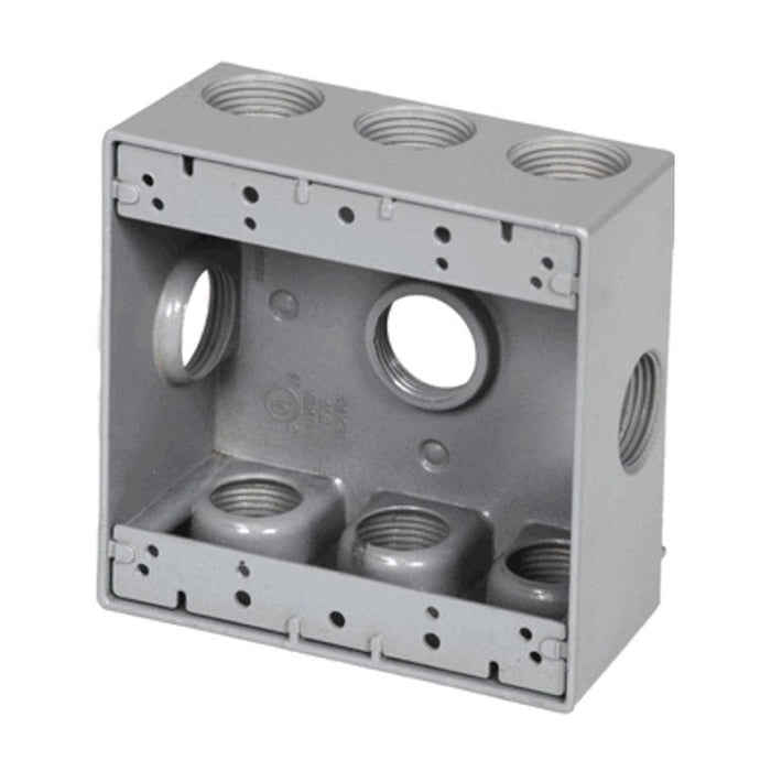 W2B75-9 Two-Gang Weatherproof Box, 3/4" Trade, 9 Outlet Holes
