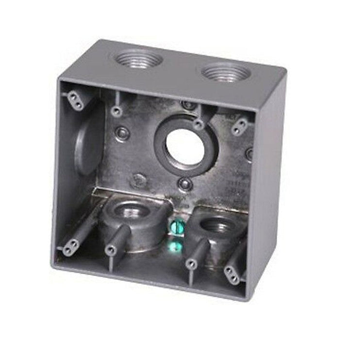 W2DB100-5 Two-Gang Deep Box, 1" Trade Size, 5 Outlet Holes