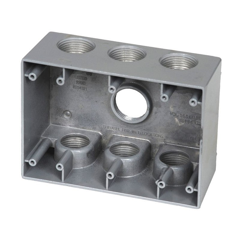 W3DB50-7 Three-Gang Deep Box, 1/2" Trade Size, 7 Outlet Holes