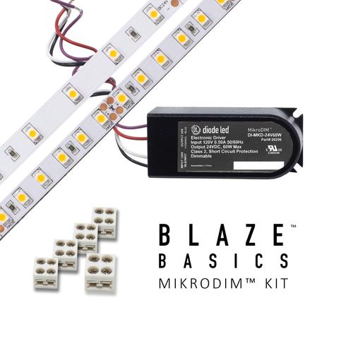 Blaze Basics 24V LED Tape Light Kits, MikroDIM Power Supply, 100lm