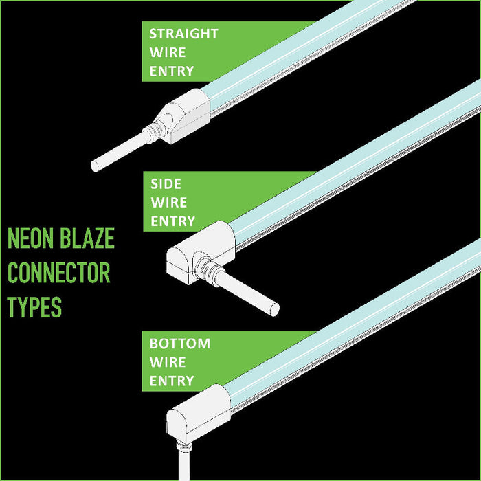 NEON BLAZE Side Bending, Bottom Wire Entry Connector/End Cap