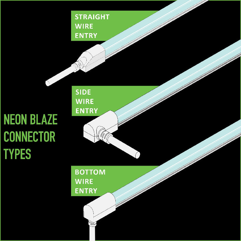 NEON BLAZE Top Bending, Straight Wire Entry Connector/End Cap