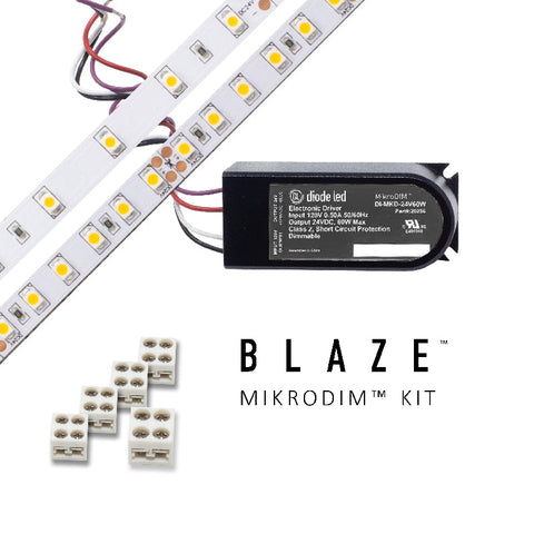 Diode LED Blaze 24V LED Tape Light Kits, MikroDIM Power Supply, 100lm