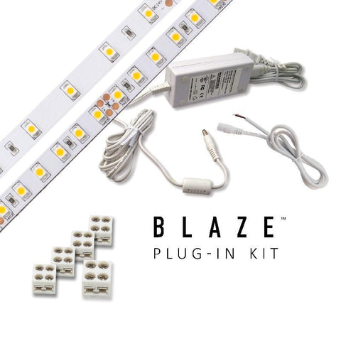 Diode LED Blaze 12V LED Retail Tape Light Kits, Plug-In Power Supply, 200lm